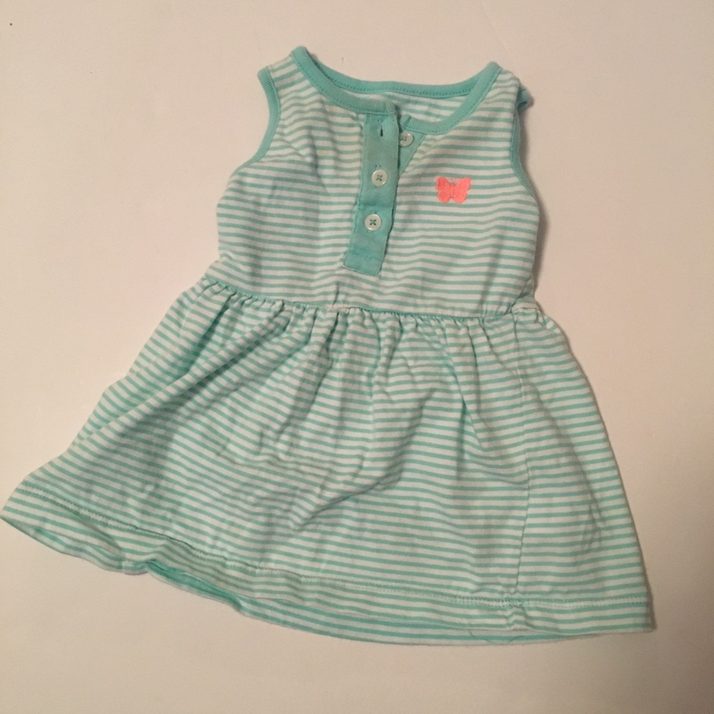 Baby sun dress striped aqua 6 mos carters
